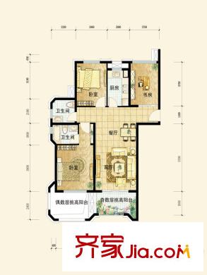 保利玫瑰灣10號樓約87方K戶型 3室2廳2衛(wèi)1廚