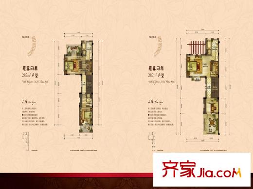 東海閑湖城悅湖別墅雍容閑雅二層、三層282方 5室3廳4衛(wèi)1廚