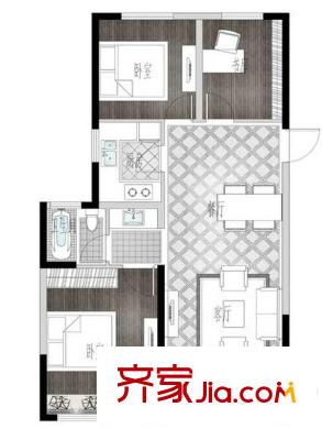 景瑞御藍灣89平方米三室兩廳A3 3室2廳1衛(wèi)1廚