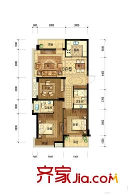 廣廈天都城藍(lán)調(diào)公寓D戶(hù)型 3室2廳2衛(wèi)1廚