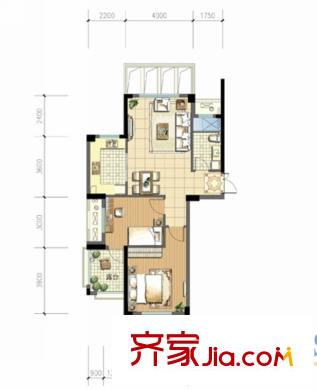 恒厚陽光城D戶型圖 2室2廳1衛(wèi)1廚