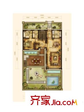 中交悅西溪B戶(hù)型1層 1室3廳2衛(wèi)1廚