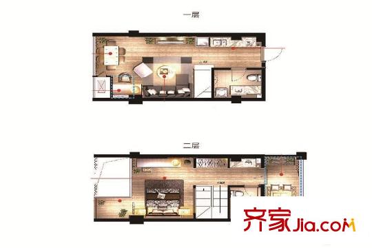 豪波西溪潤景52方A戶型3室2廳2衛(wèi) 3室2廳2衛(wèi)1廚