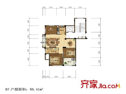 中交悅西溪B7戶(hù)型 3室2廳1衛(wèi)1廚