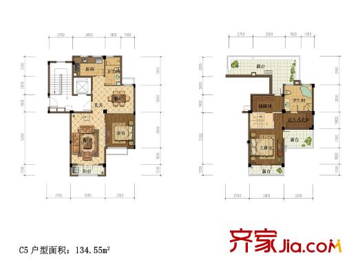 中交悅西溪C5戶(hù)型 2室2廳2衛(wèi)1廚