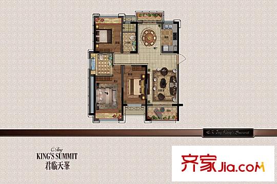 華鼎君臨天平方米A1戶型 3室2廳2衛(wèi)1廚
