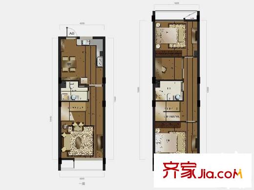 杭州新天地世嘉新座69方L2-B-1戶型 3室2廳2衛(wèi)1廚