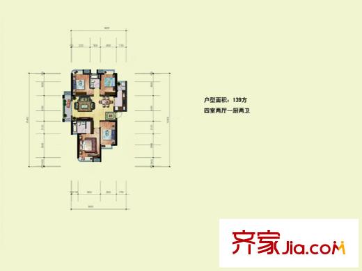 中糧云濤名苑139平方米戶型圖 4室2廳2衛(wèi)1廚