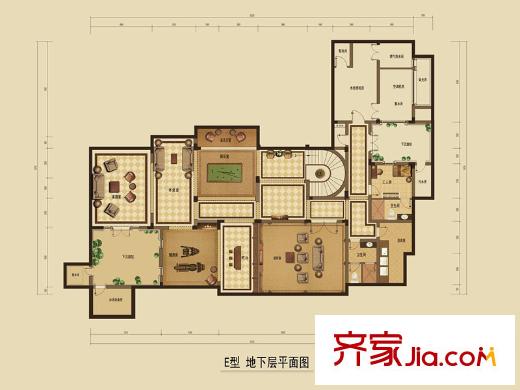 綠城桃花源E型 地下層平面圖 2室1廳2衛(wèi)