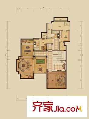 綠城桃花源P型 地下層平面圖 1室4廳2衛(wèi)
