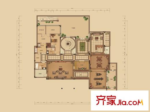 綠城桃花源C型 地下層平面圖 1室5廳2衛(wèi)