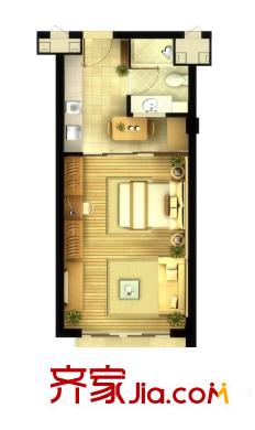 萬科良渚文化村春漫里C戶型 56 1室1廳1衛(wèi)1廚