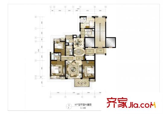和合財富中心B戶型 3室2廳2衛(wèi)1廚