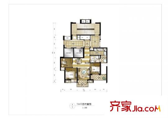 和合財富中心T4#戶型 3室2廳1衛(wèi)1廚