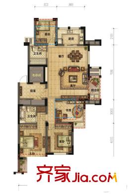 贊成一品135方 4室3廳2衛(wèi)1廚