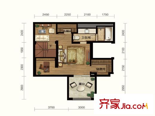 萬科良渚文化村秋荷坊A5戶型 閣樓 1室1衛(wèi)