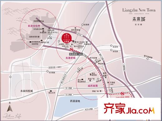 萬科良渚文化村未來城交通圖