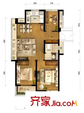 萬科良渚文化村未來城A1戶型 3室2廳1衛(wèi)1廚