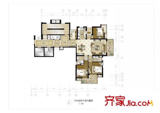 和合財富中心T4戶型B 3室2廳2衛(wèi)1廚