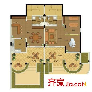 新湖果嶺花園首層C戶型 2室1廳1衛(wèi)1廚