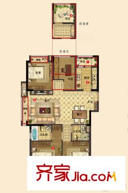 佳兆業(yè)西溪璞園高層C戶型 4室2廳2衛(wèi)1廚