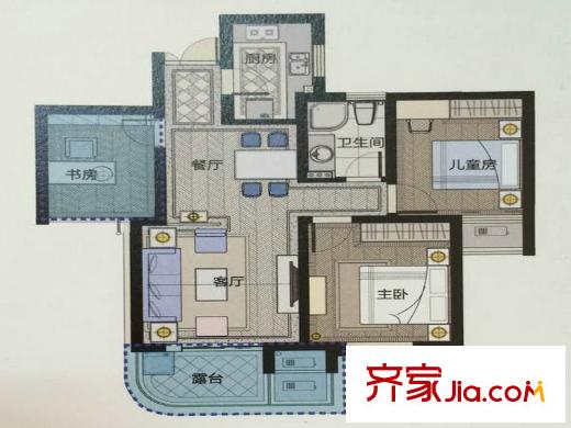 馨華園南湖天下B戶(hù)型89方 3室2廳1衛(wèi)1廚