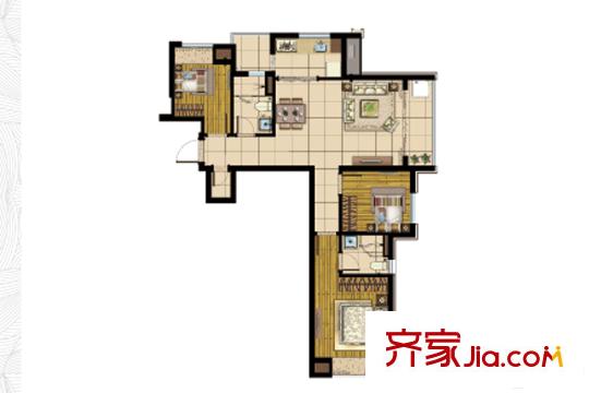 合景瑜翠園B5戶型圖 3室2廳2衛(wèi)1廚
