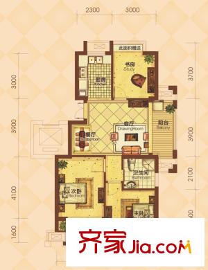 經(jīng)緯美耀灣精品公寓H1戶型 3室2廳1衛(wèi)1廚