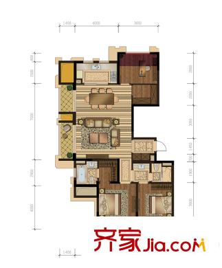 華潤新鴻基之江九里9、10#H戶型 3室2廳2衛(wèi)1廚