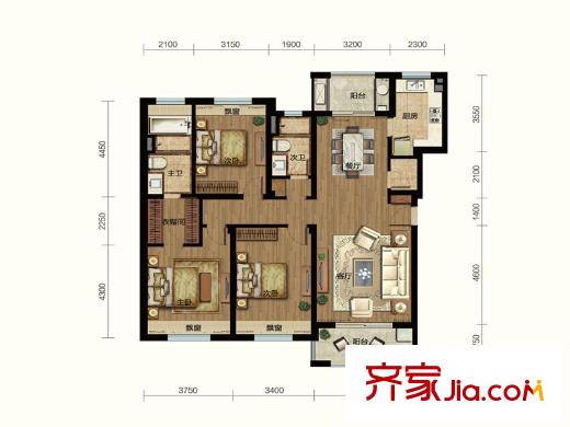 萬科良渚文化村秋荷坊B2戶型 138方 3室2廳2衛(wèi)1廚