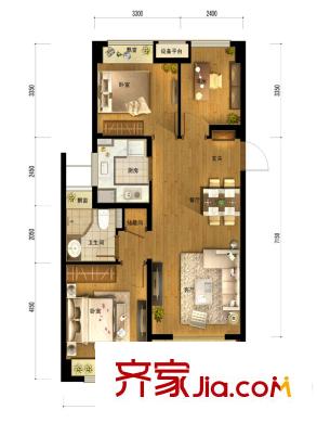 萬科良渚文化村未來城A2戶型 3室2廳1衛(wèi)1廚