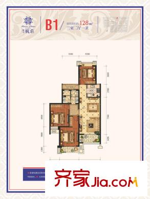 凱文杭莊凱文杭?jí)?28方B1戶型 3室2廳1衛(wèi)1廚