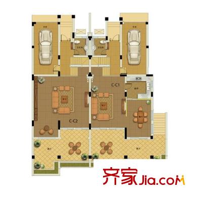 新湖果嶺花園1層C戶型 2室2廳1衛(wèi)1廚