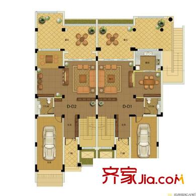 新湖果嶺花園1層D戶型 2室2廳1衛(wèi)1廚