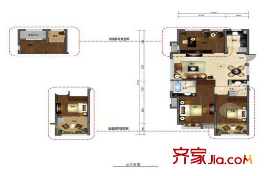 金成?英特學(xué)府A1戶型 3室2廳2衛(wèi)1廚