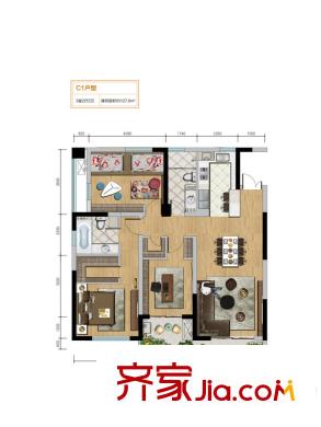 耀翔悅尚C1戶型 3室2廳2衛(wèi)1廚