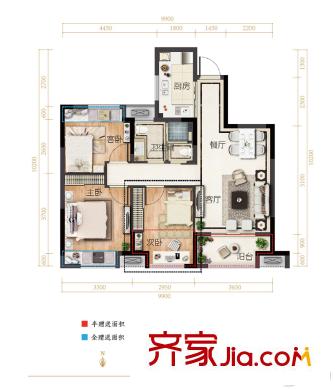 融科璦頤灣C5戶型（在售） 3室2廳2衛(wèi)1廚
