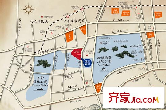 西溪君廬樓盤區(qū)位圖