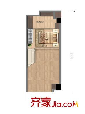 上億SOHO60方戶型（上層） 1室1廳1衛(wèi)1廚