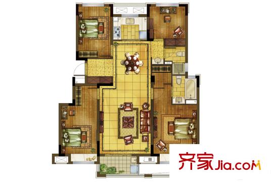 新城西溪逸境116方可變4房2廳2衛(wèi) 4室2廳2衛(wèi)1廚