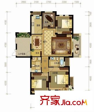 金世紀(jì)運(yùn)河麗園A7戶型 4室2廳2衛(wèi)1廚