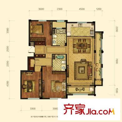 綠城西溪融莊B戶型 3室2廳2衛(wèi)1廚