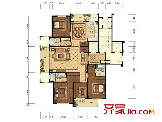 錦上豪庭B戶型 4室2廳2衛(wèi)1廚