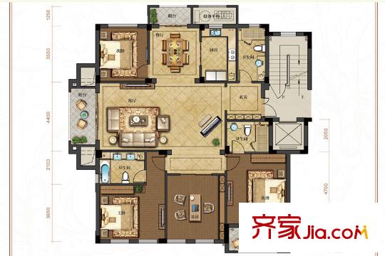 西溪君廬D戶型圖 4室2廳3衛(wèi)1廚