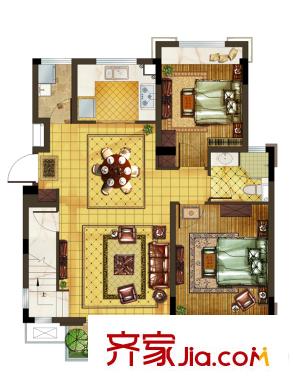 新城西溪逸境E戶型一樓 4室2廳2衛(wèi)1廚