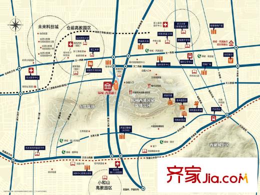綠城西溪融莊區(qū)位圖