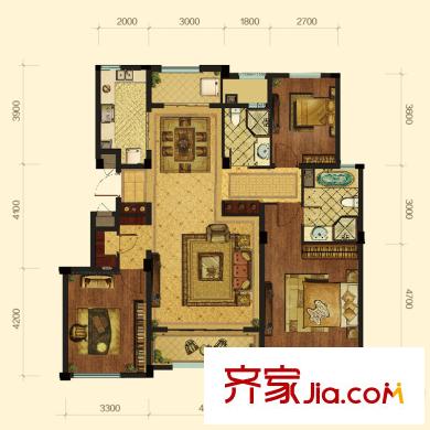 綠城西溪融莊A戶型 3室2廳2衛(wèi)1廚