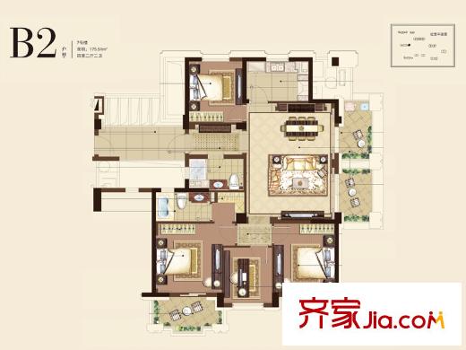 理想康城一品B2戶型（7號(hào)樓） 4室2廳2衛(wèi)1廚