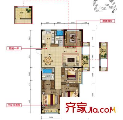 越秀星匯尚城A1戶型 4室2廳2衛(wèi)1廚