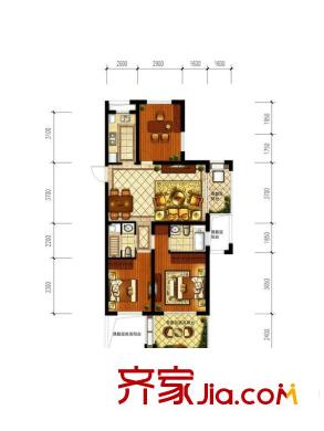 保利城市果嶺11號樓I戶型87方3室2廳2衛(wèi) 2室2廳2衛(wèi)1廚